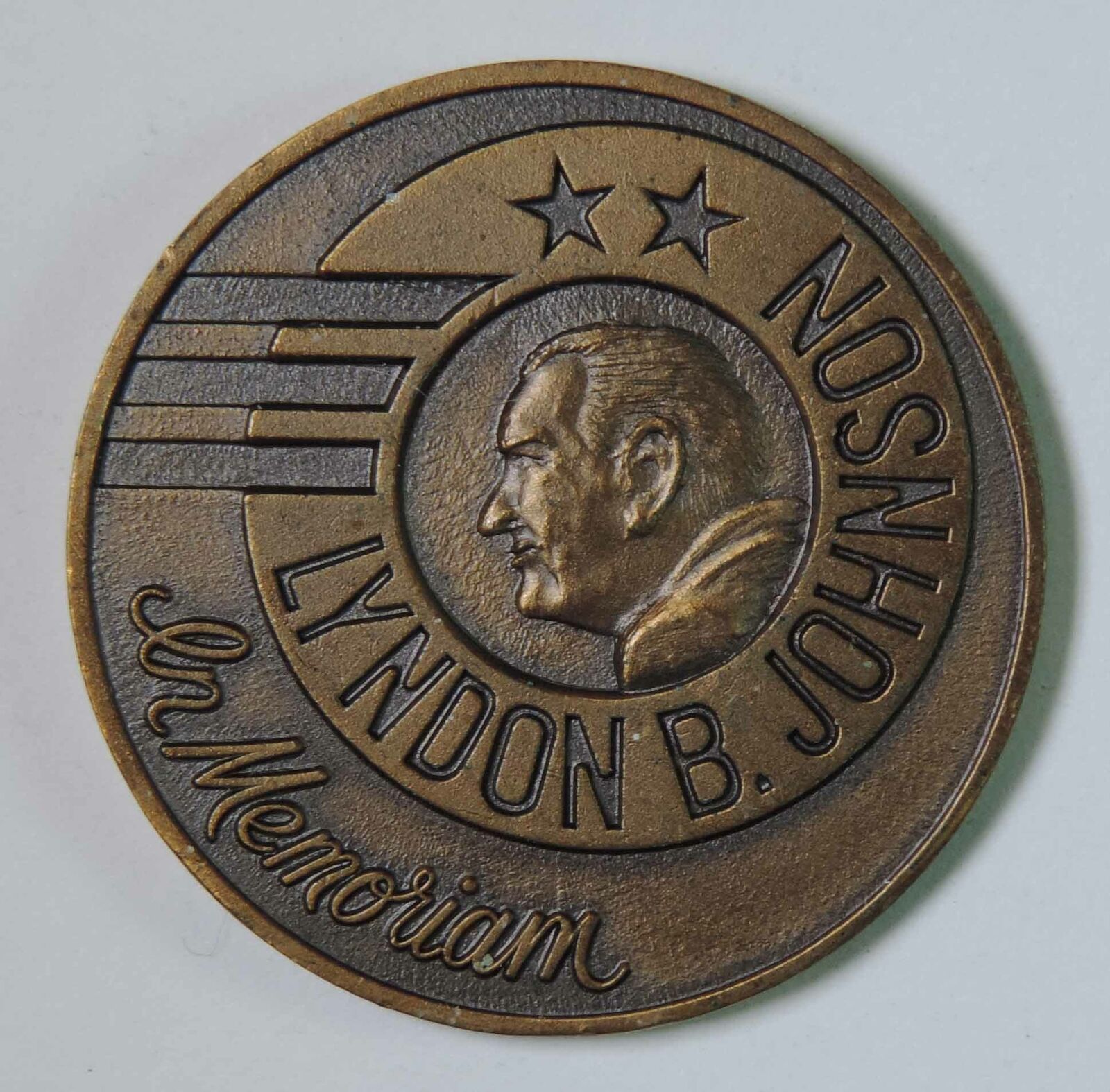 1908 – 1973 Lyndon B. Johnson LBJ In Memoriam Bronze Medal / Token