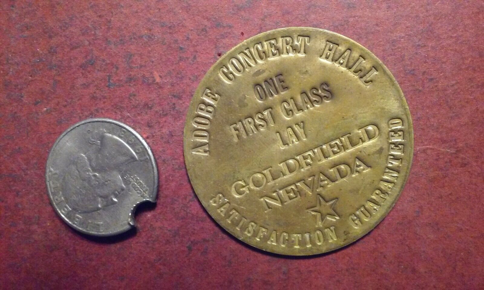 Vintage Brass Token ADOBE CONCERT HALL One First Class Lay GOLDFIELD Nevada